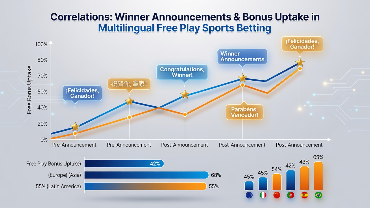 Analytics dashboard showing regional bonus uptake trends following winner announcements in multiple languages